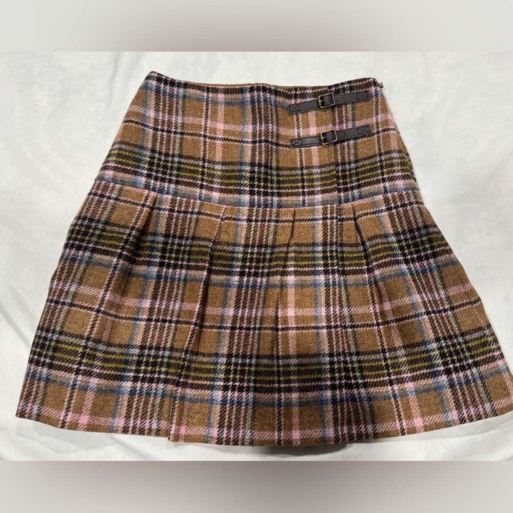 Plaid Tweed Pleated Mini Skirt Preppy Academia Cottagecore